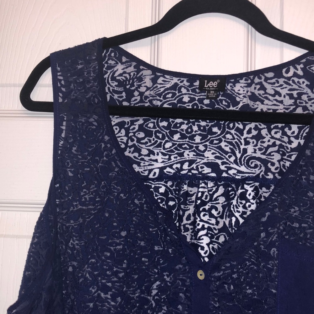 Navy Sheer Lace Lee Tank 3X